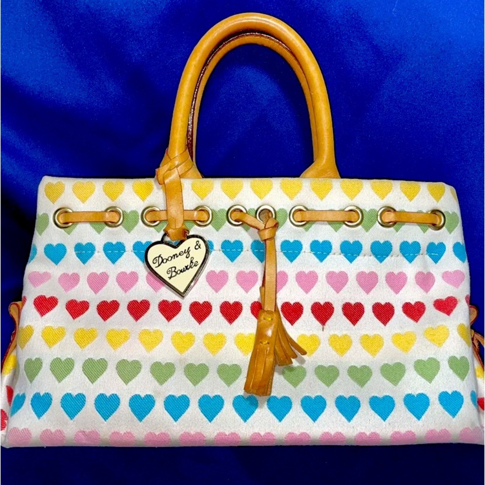 Dooney & Bourke Rainbow Hearts Hobo Bag Purse-Heart Charm Leather Handle